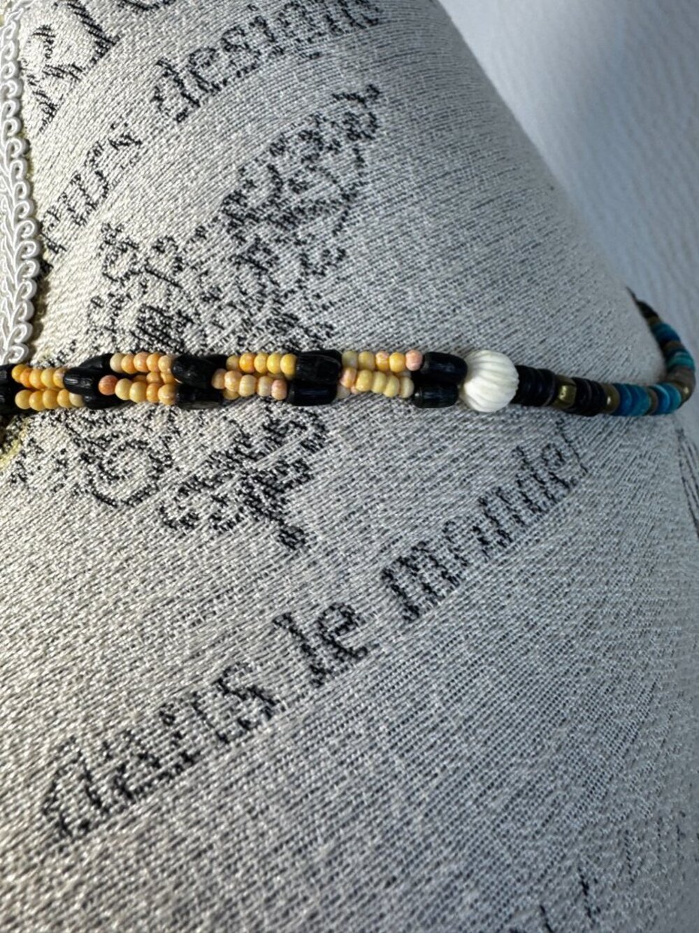 Vintage Ethnic Handcrafted Beaded Necklace Multicolor Brass Accent Bead BoHo - Picture 7 of 8